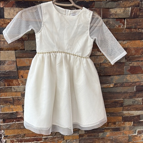 Other - Elegant Little Angels White with Gold Accent Girls Dress Perfect for Christmas!